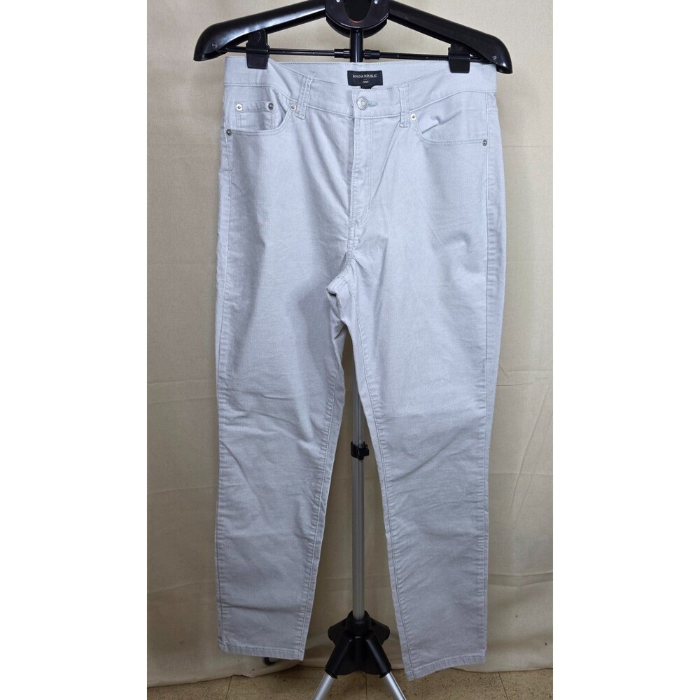 NWT Banana Republic Gray Corduroy Skinny Pants Womens 12 Mid Rise Stretch - Picture 2 of 12